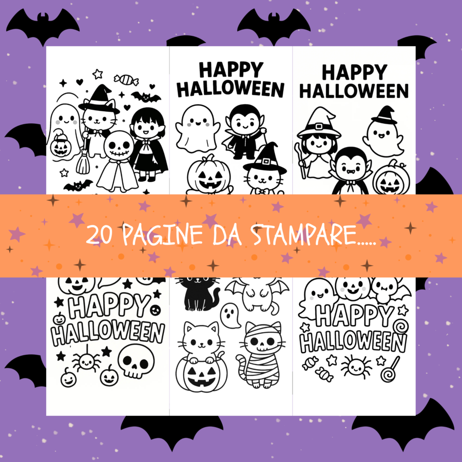 Halloween Kawaii | 20 PDF da stampare | da colorare a tema
