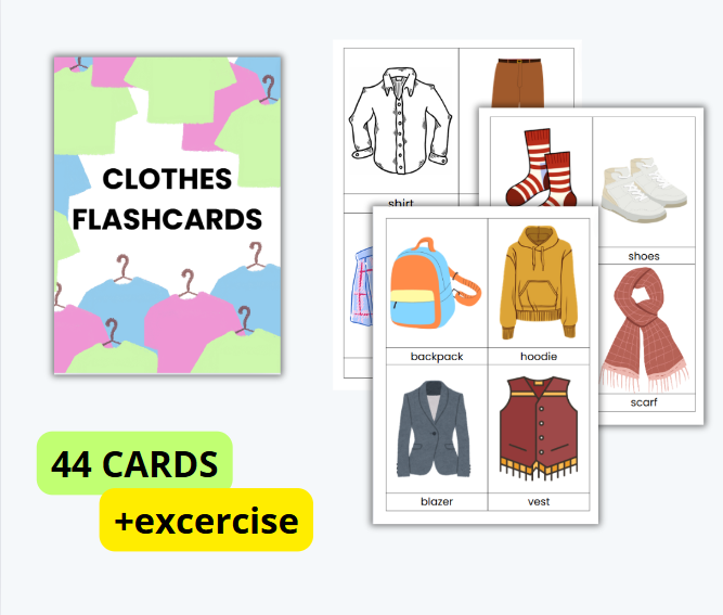 CLOTHES, FLASHCARDS, ENGLISH