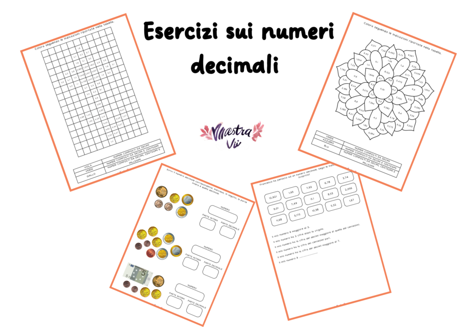 Esercizi sui numeri decimali (logica, euro, mandala)