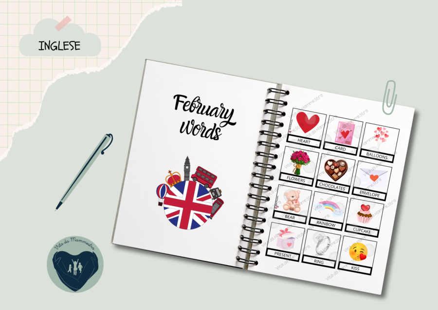 Flashcards – February words di Vita da Mammestra