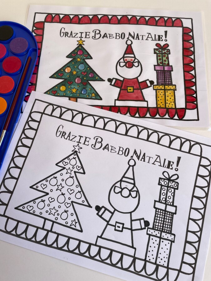 LA TOVAGLIETTA BABBO NATALE E ALBERO DA COLORARE