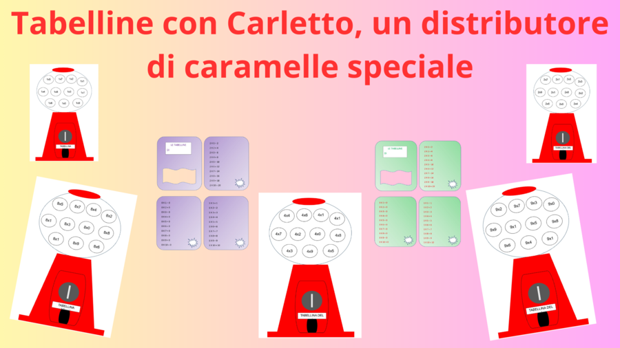 Distributore di caramelle per tabelline e libretto per autovalutazione