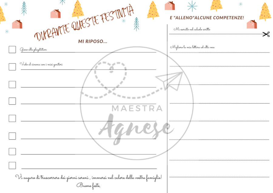 Checklist compiti vacanze di Natale