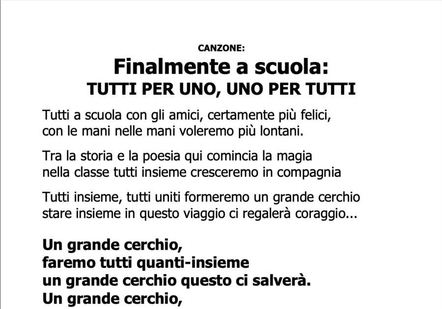 Canzone - Tutti per uno, uno per tutti