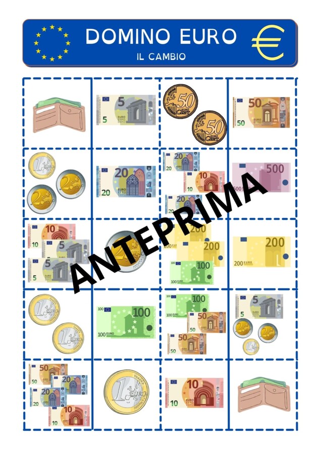 DOMINO SUL CAMBIO IN EURO - monete e banconote