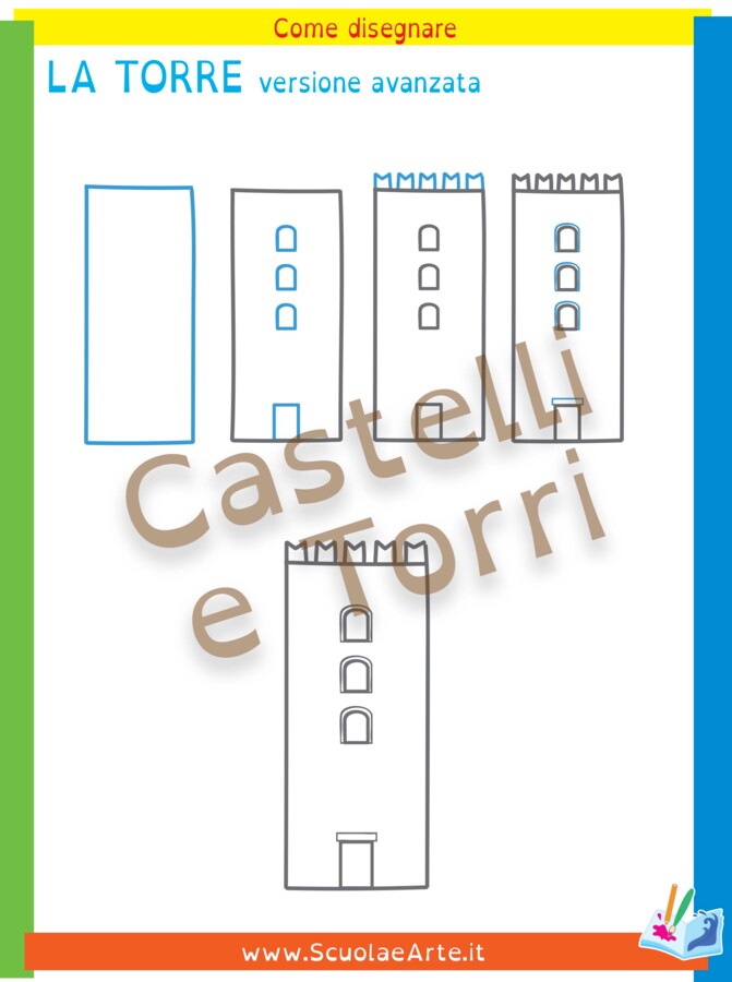 Come disegnare step by step: castello con torri