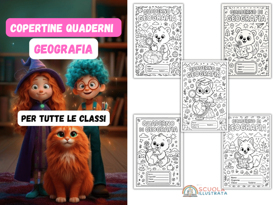 Copertine quaderni di Geografia da colorare per tutte le classi