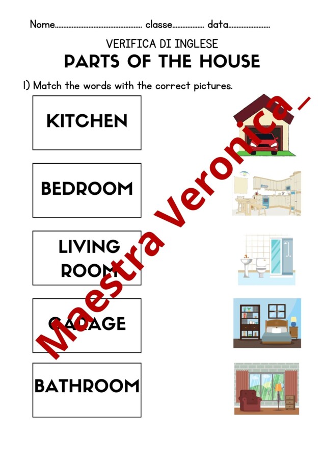 Verifica di inglese - Le parti della casa