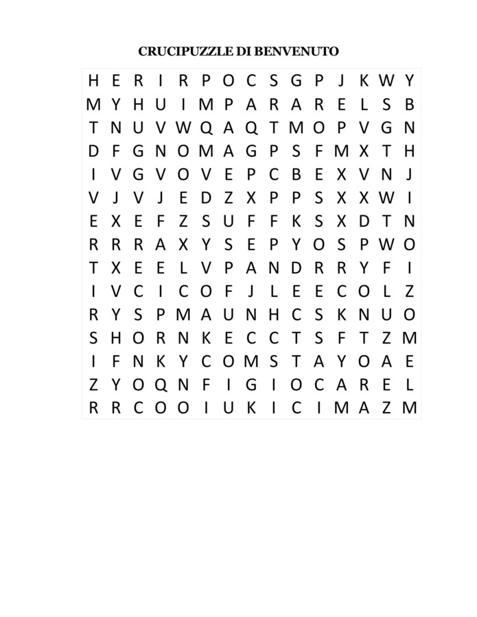 Crucipuzzle di benvenuto