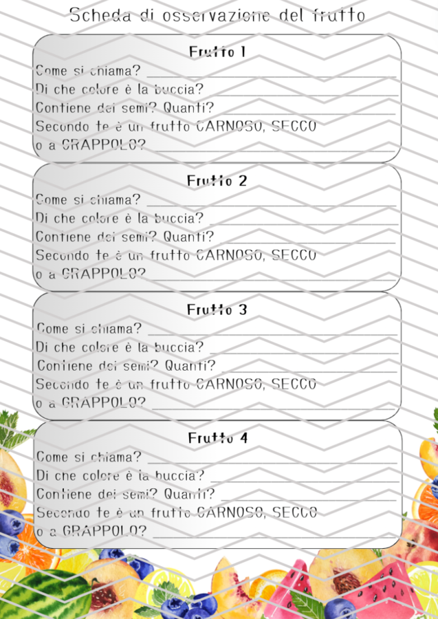 Scheda osservazione frutto