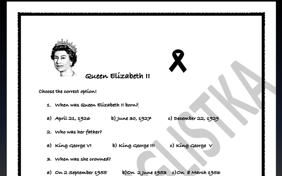 La regina Elizabetta II/ Queen Elisabeth II- short quiz in English