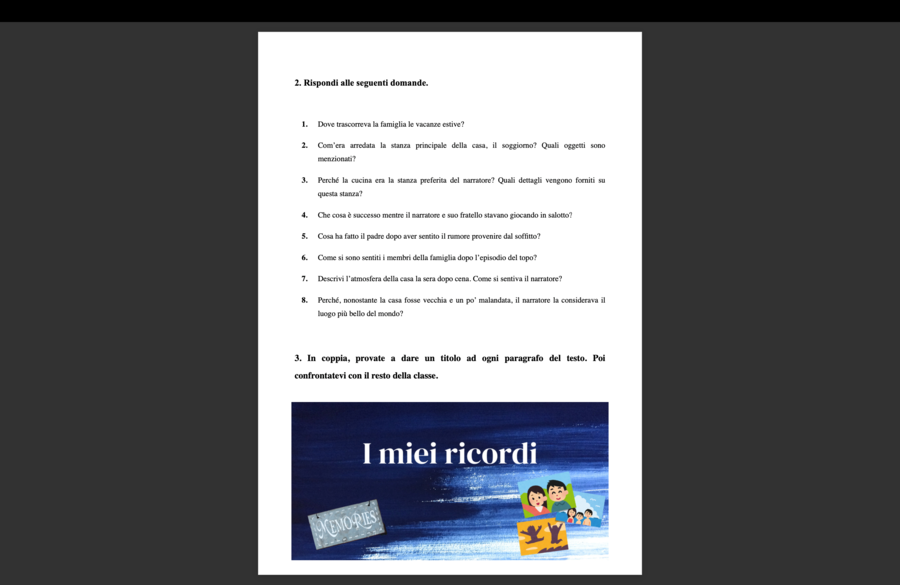 Passato prossimo vs imperfetto UD completa italiano per stranieri Ricordi d'infanzia