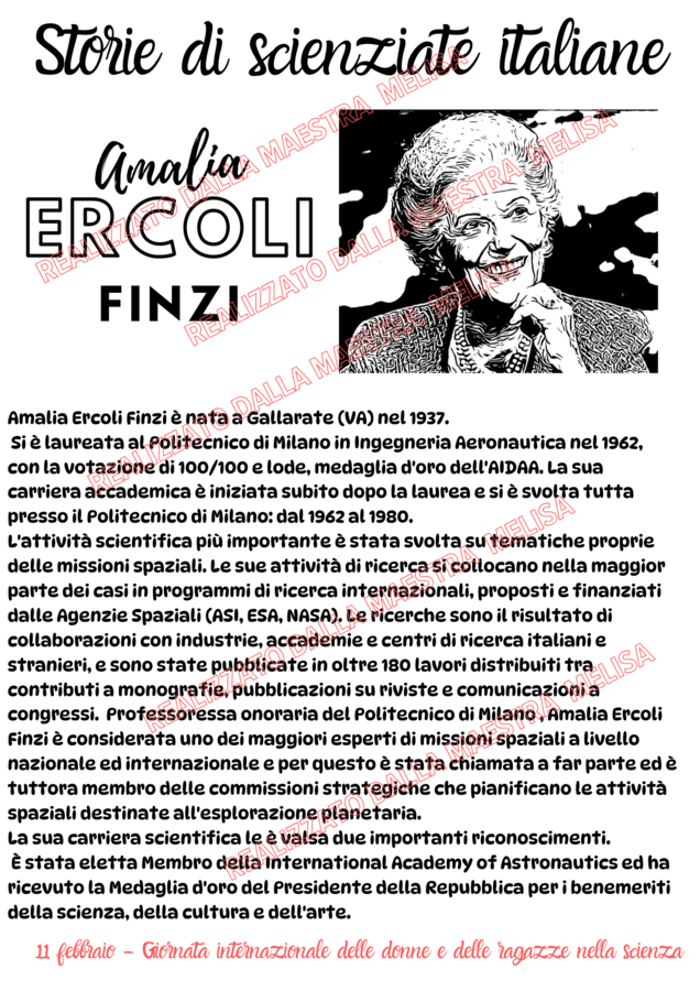 11 febbraio - giornata internazionale delle donne e delle ragazze nella scienza- Amalia Ercoli Finzi