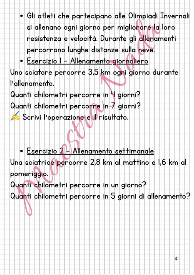 Olimpiadi invernali attività di matematica classe quarta/quinta scuola primaria