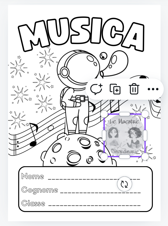 Copertina tema spaziale quaderno di musica