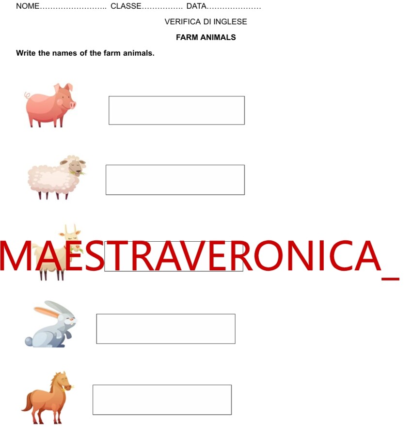 VERIFICA DI INGLESE - GLI ANIMALI