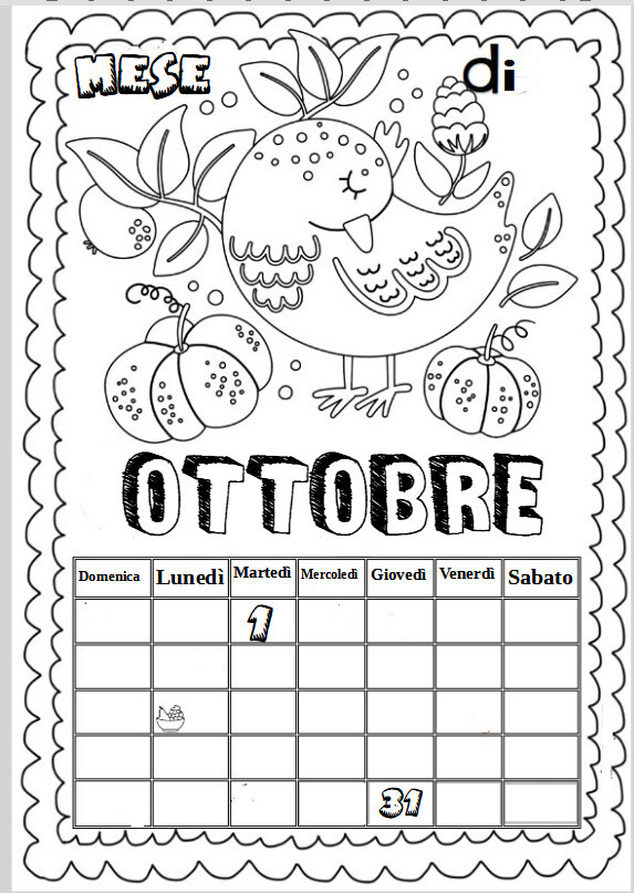 Ottobre calendario da completare