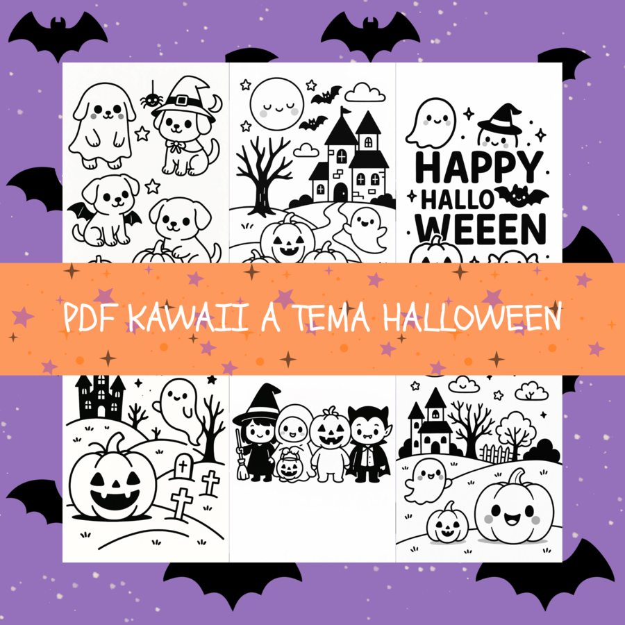 Halloween Kawaii | 20 PDF da stampare | da colorare a tema