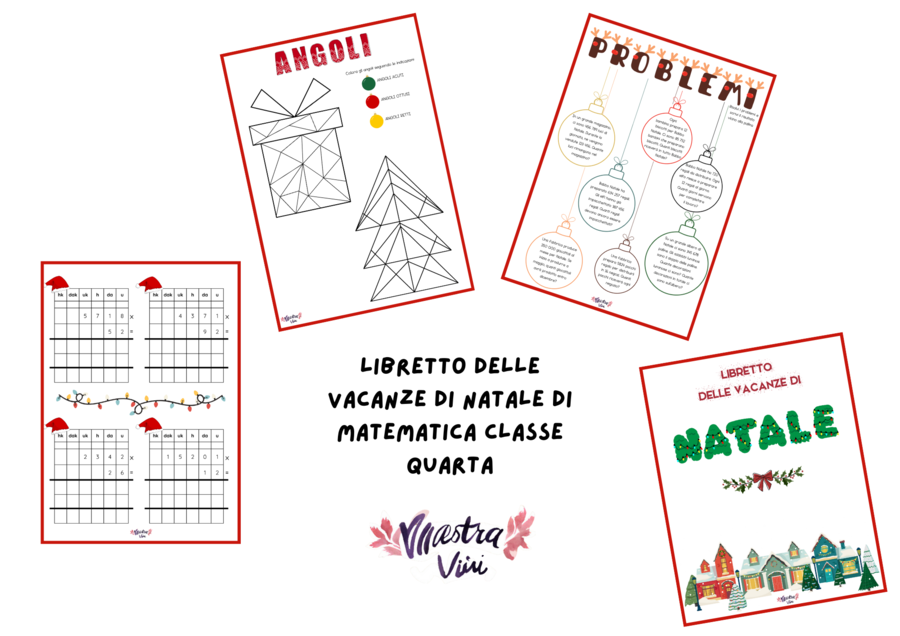 Libretto delle vacanze di Natale di matematica classe quarta