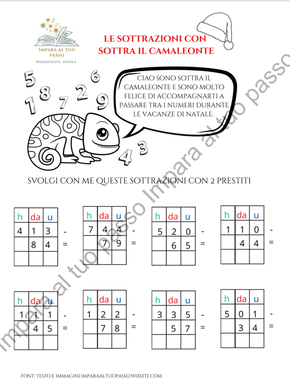 Sottra il Camaleonte compiti vacanze natalizie