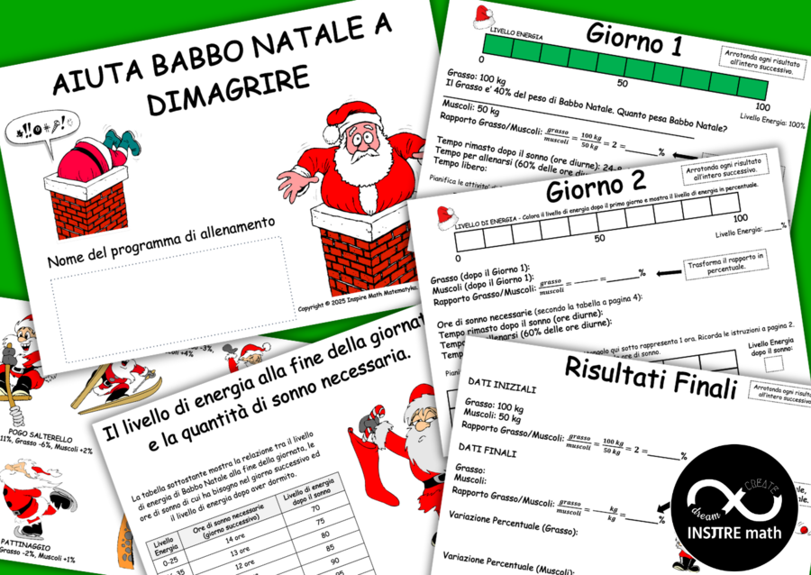 Progetto di Matematica per Natale - Percentuali - Project Based Learning - Aiuta Babbo Natale a dimagrire