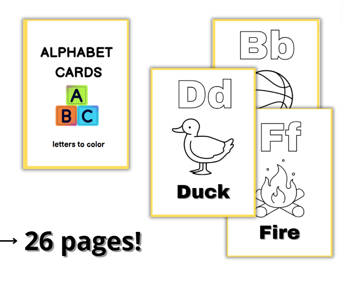 LETTERS TO COLOUR, ALPHABET IN ENGLISH