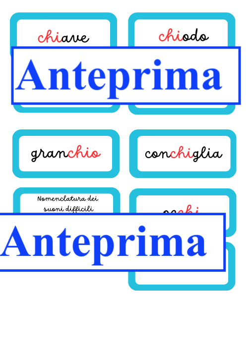 Nomenclature dei suoni difficili per leggere e per scrivere-chi/che
