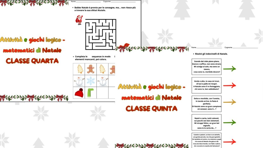 Attività e giochi logico-matematici di NATALE - dalla prima alla quinta elementare
