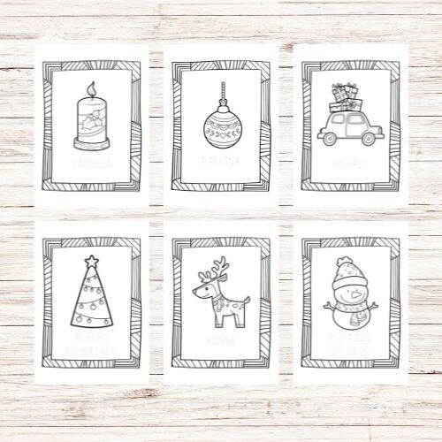 Disegni di Natale con parola da ripassare