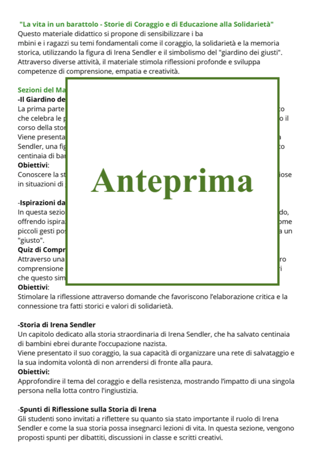 La vita in un barattolo; Storie di coraggio per un’educazione alla solidarietà con attività didattiche multidisciplinari per le calssi III/V e secondaria di primo grado