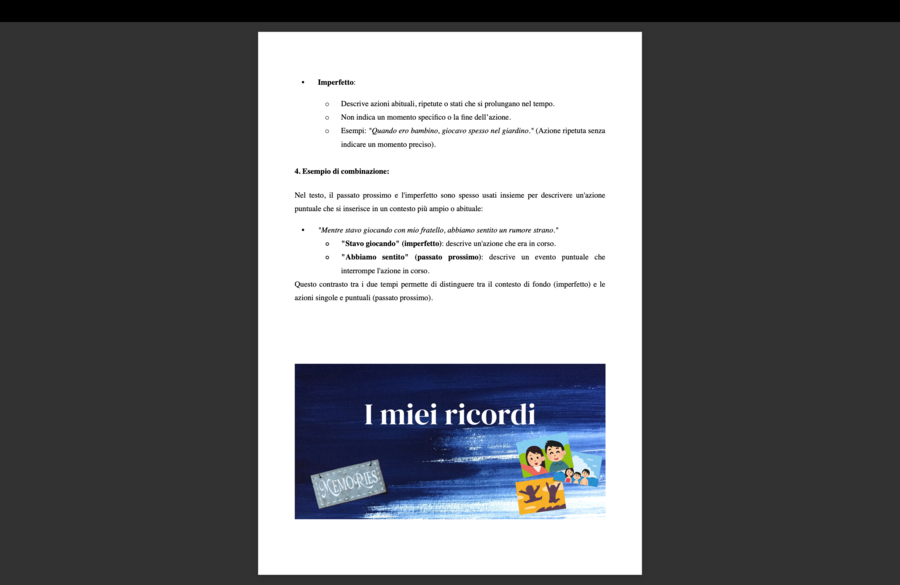 Passato prossimo vs imperfetto UD completa italiano per stranieri Ricordi d'infanzia