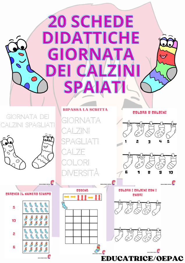 Giornata dei calzini spaiati: 20 schede didattiche