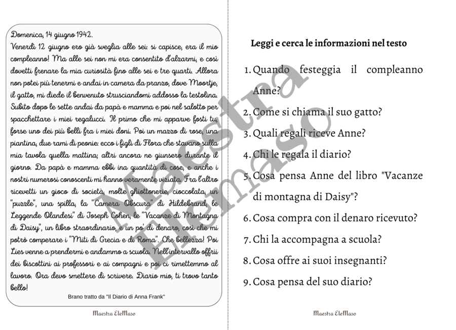 Minibook: il diario di Anne Frank
