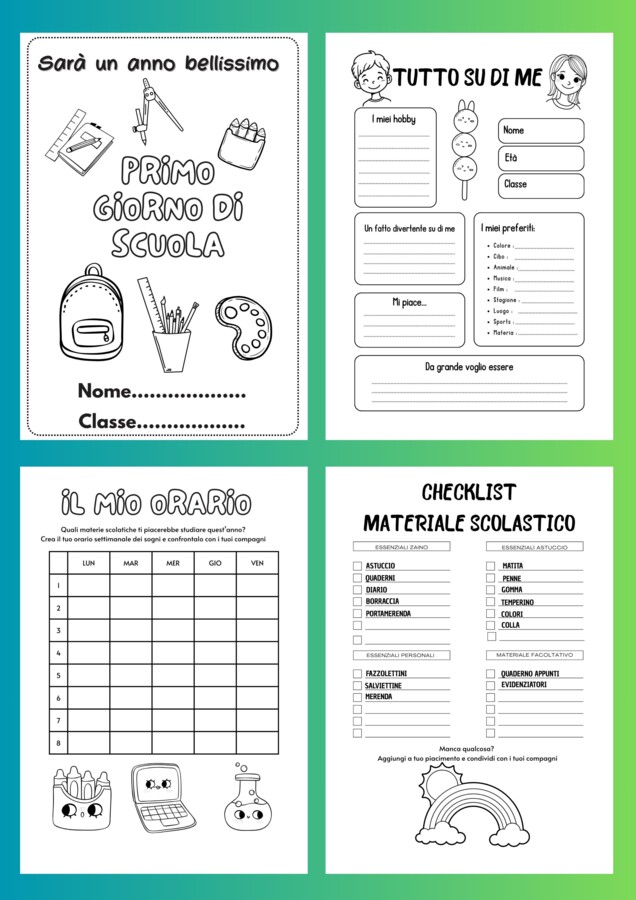 Attività per il primo giorno di scuola - Classi 2° - 3° - 4° - 5° per tutte le materie