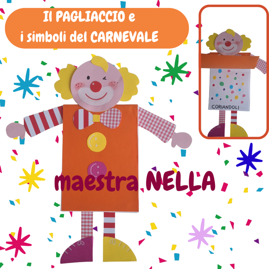Pagliaccio con simboli di Carnevale