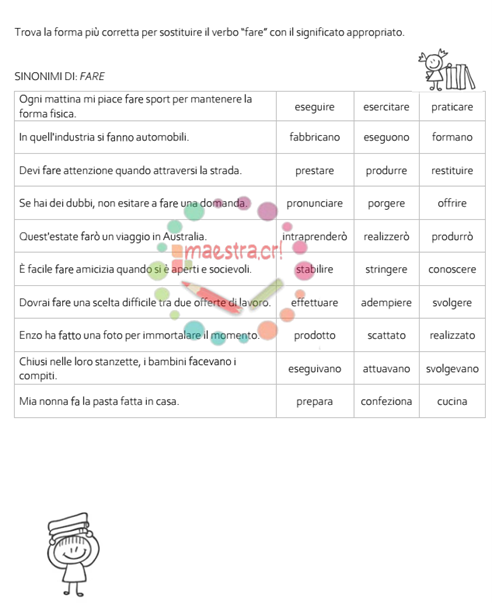Arricchimento lessicale - I sinonimi