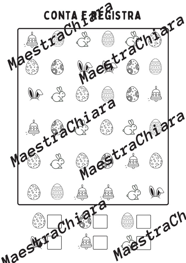 Conta e registra i simboli di Pasqua
