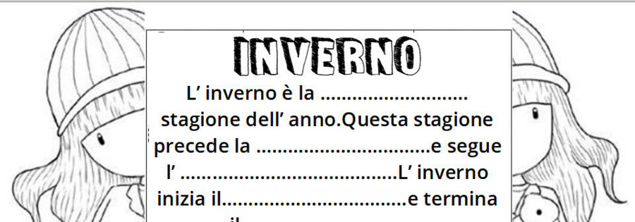 Inverno pop up con testo da completare in soggetto bambino bambina