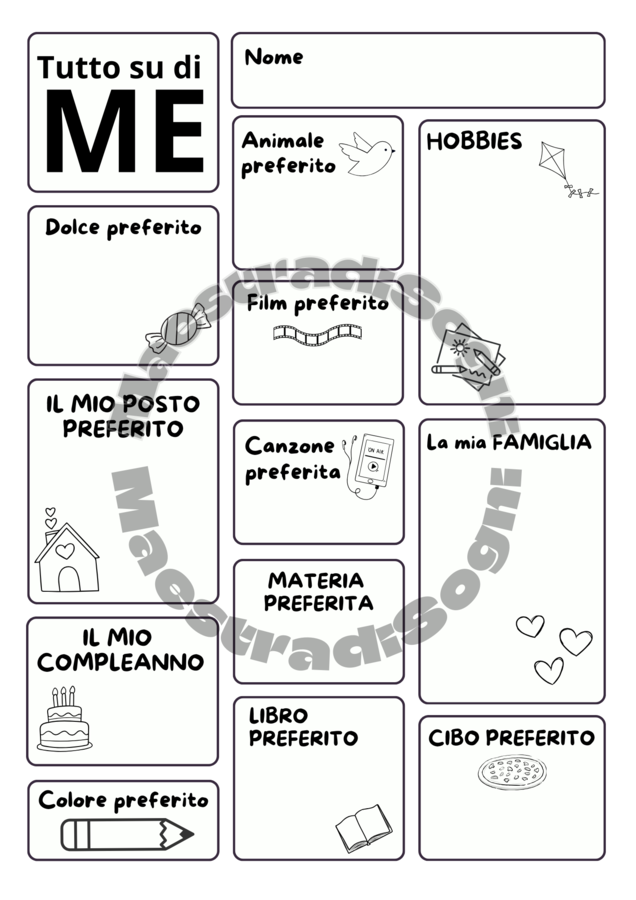 Accoglienza scheda TUTTO SU DI ME