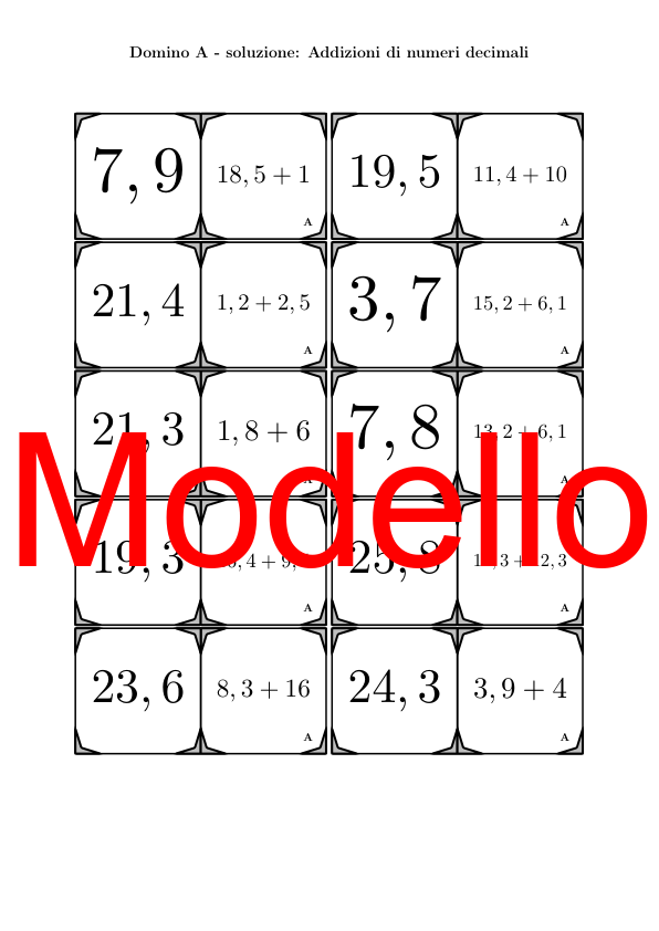 Domino - Addizioni di numeri decimali | Attività Matematica