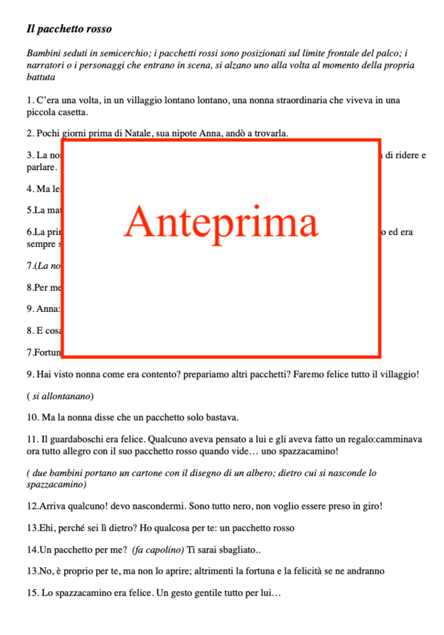 Il pacchetto rosso; una recita natalizia per parlare di gentilezza e condivisione-per tutte le classi
