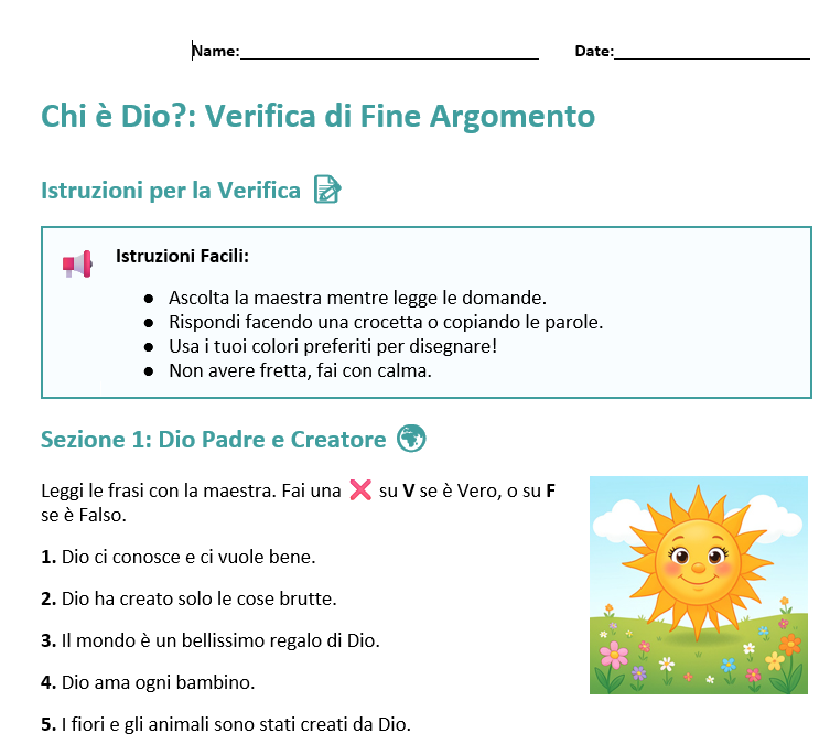 Unità Didattica Completa: Chi è Dio? - Padre, Creatore e la Storia