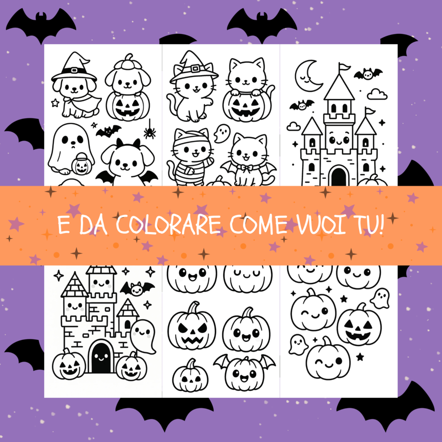 Halloween Kawaii | 20 PDF da stampare | da colorare a tema