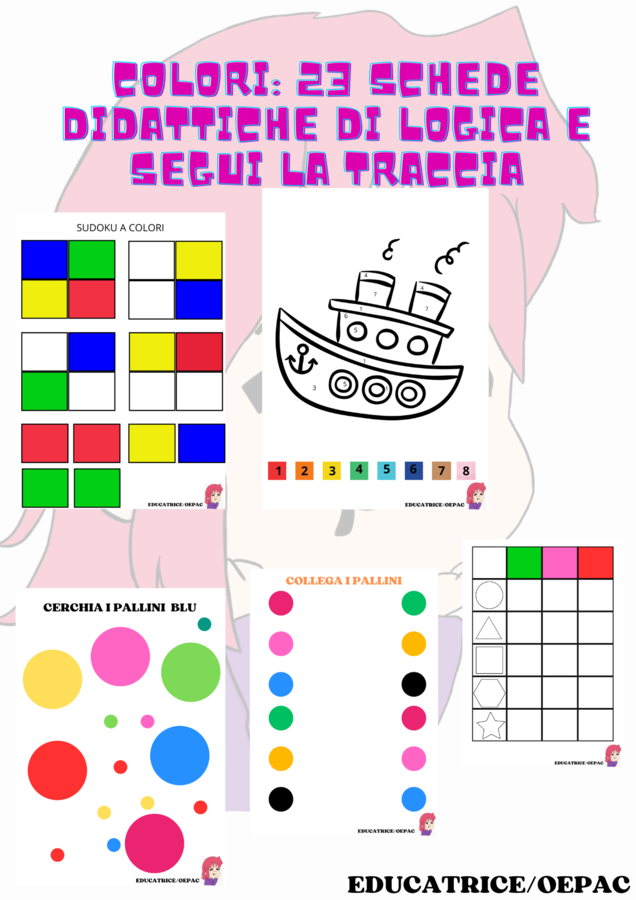 colori: 23 schede didattiche di logica e segui la traccia
