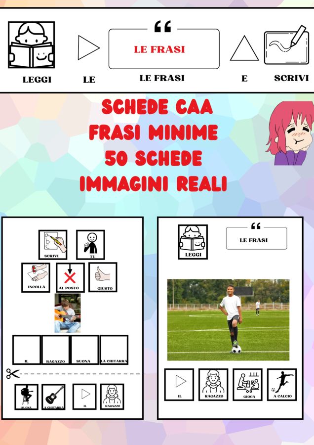 SCHEDE CAA FRASI MINIME 50 schede immagini reali