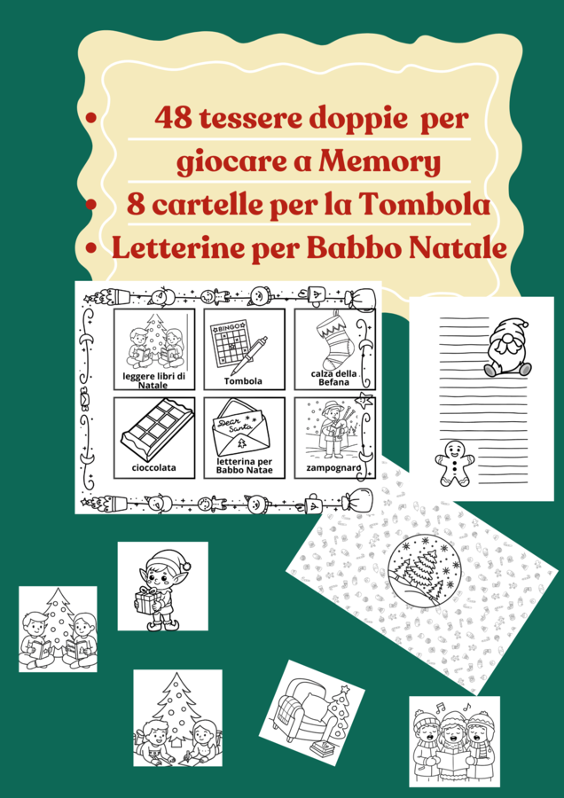 Tombola e Memory di Natale da colorare