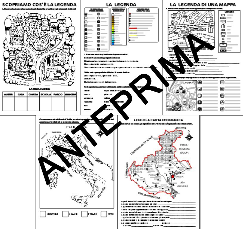 GEOGRAFIA: LA LEGENDA DELLE CARTE GEOGRAFICHE - SCHEDE ESERCIZI - DALLA CLASSE TERZA - SCUOLA PRIMARIA