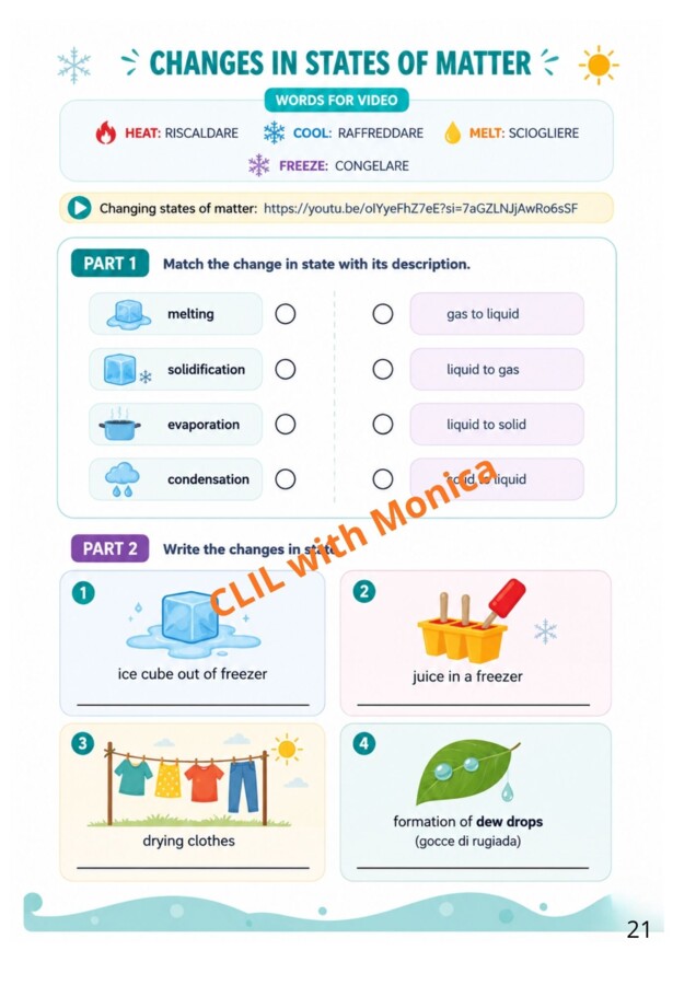 CLIL Science classe 3^