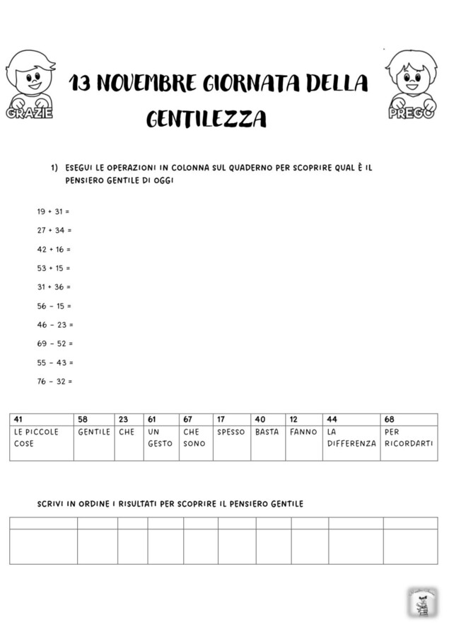 Unità didattica per la giornata della gentilezza