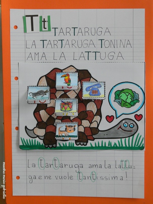 Consonante T in Tartaruga e fiore sillabico